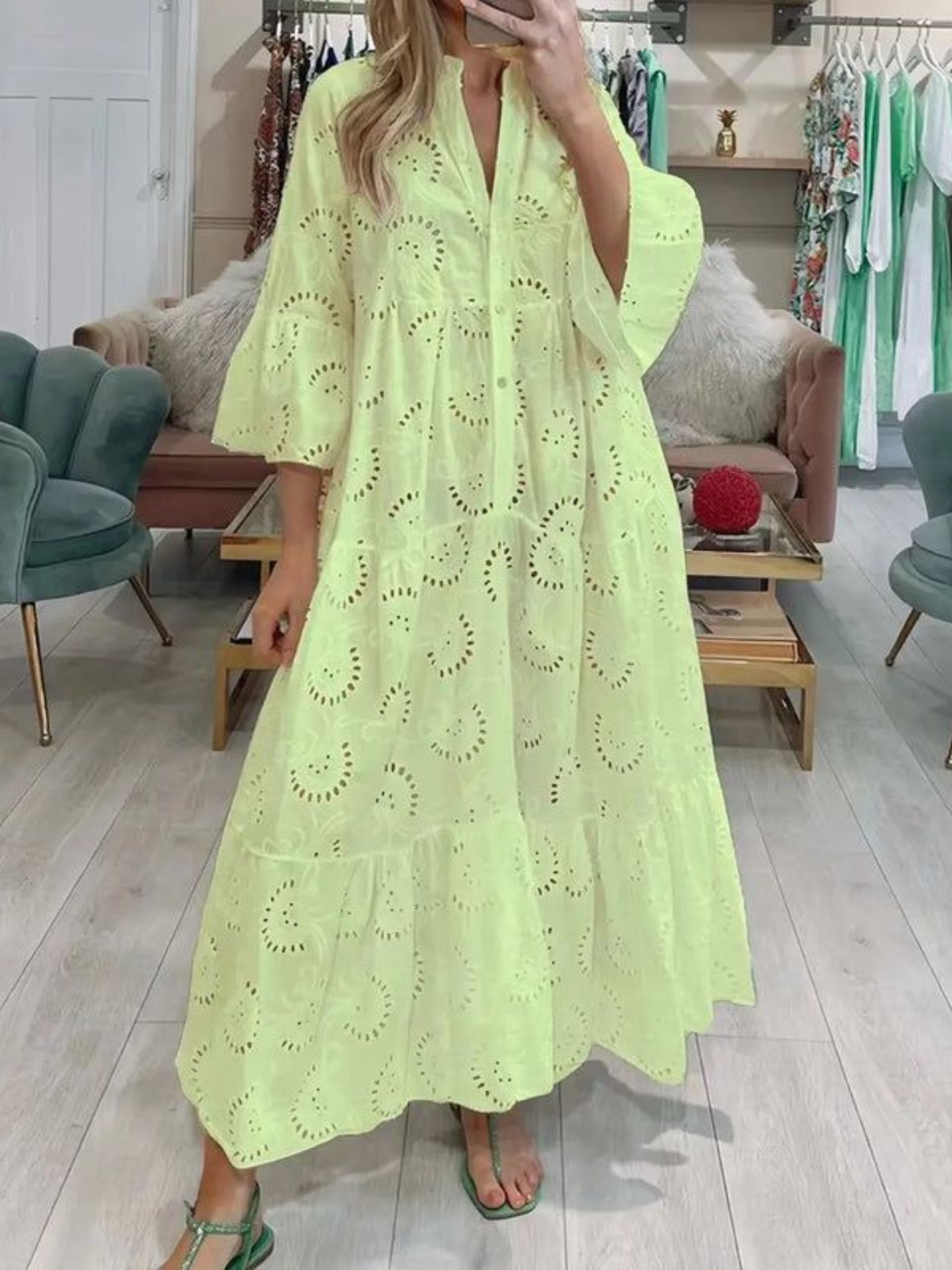 Vestido Longo Verão Com Mangas Lezi