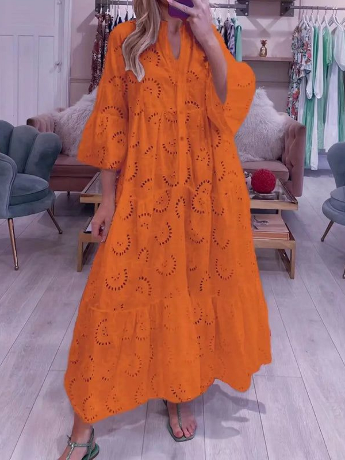 Vestido Longo Verão Com Mangas Lezi