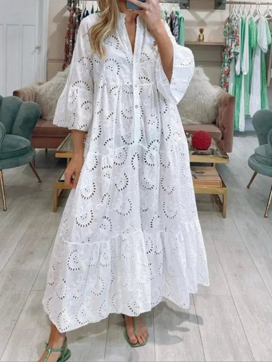 Vestido Longo Verão Com Mangas Lezi