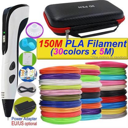 Caneta de Impressão 3D com Tela LCD e Filamento Incluso