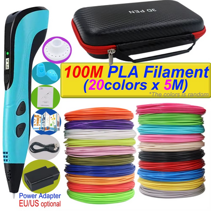 Caneta de Impressão 3D com Tela LCD e Filamento Incluso