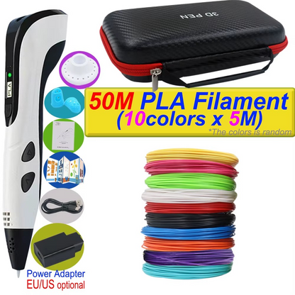 Caneta de Impressão 3D com Tela LCD e Filamento Incluso
