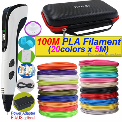 Caneta de Impressão 3D com Tela LCD e Filamento Incluso