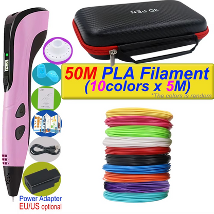 Caneta de Impressão 3D com Tela LCD e Filamento Incluso