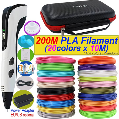 Caneta de Impressão 3D com Tela LCD e Filamento Incluso