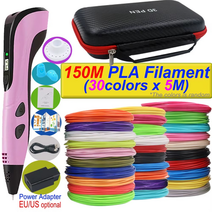 Caneta de Impressão 3D com Tela LCD e Filamento Incluso