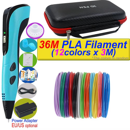 Caneta de Impressão 3D com Tela LCD e Filamento Incluso