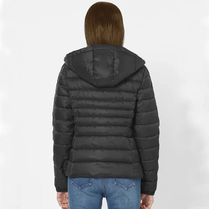 Jaqueta Feminina Puffer Impermeável com Capuz Removível