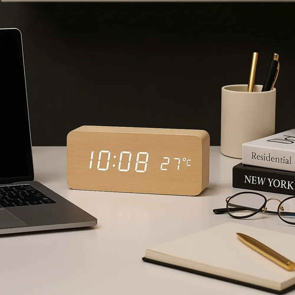 Relógio Digital de Mesa Despertador LED Decorativo