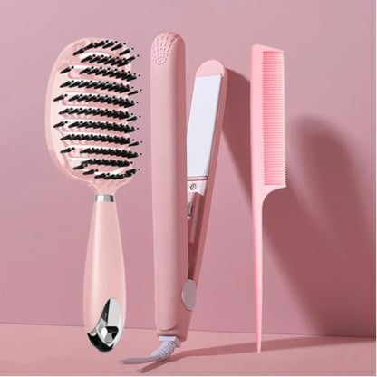 Mini Alisador de Cabelo Cerâmico Rosa - Efeito Salão