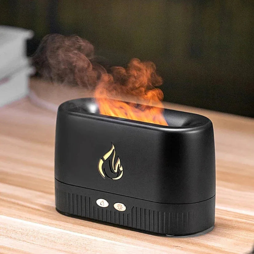 Umidificador de Ar Ultrassônico com Luz LED Chama e Aromaterapia