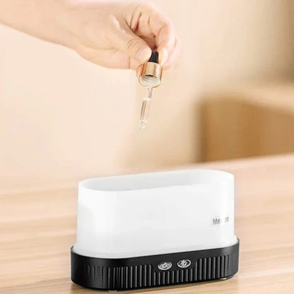 Umidificador de Ar Ultrassônico com Luz LED Chama e Aromaterapia